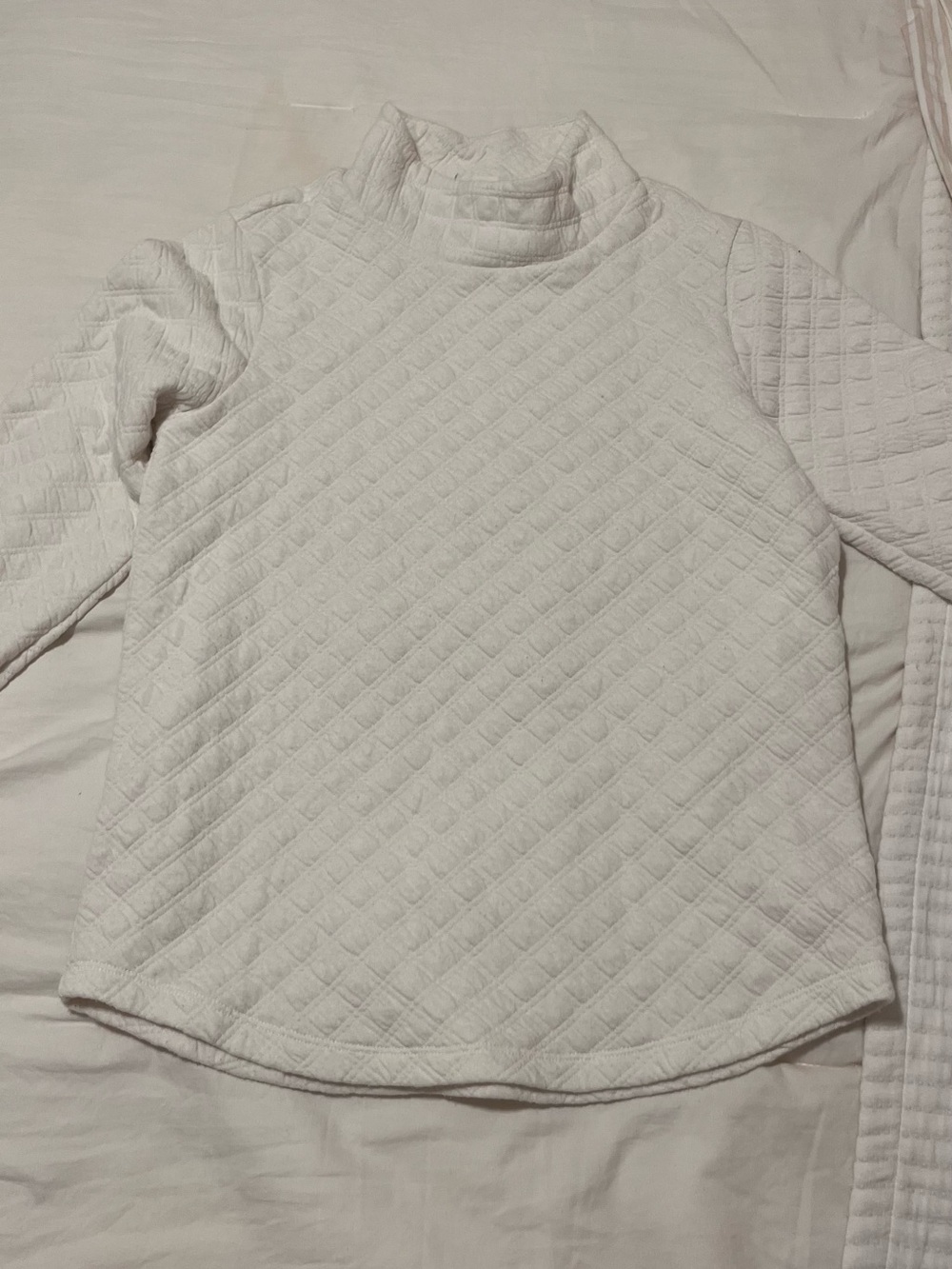 J. Crew White Quilted Long-Sleeve Top